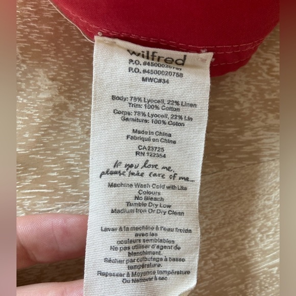 Aritzia Wilfred Linen Cotton Blend Pink Drawstring Waist Two Pockets Skirt - Picture 8 of 9